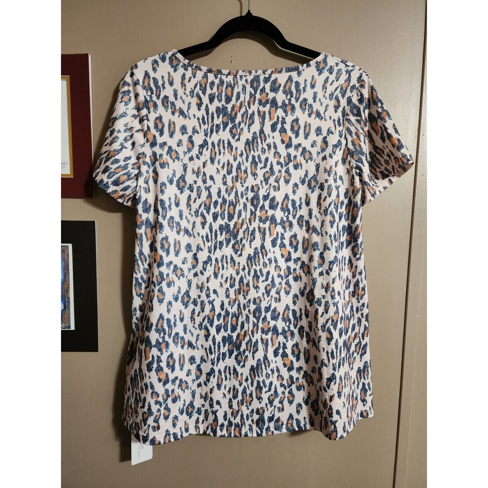 Hibluco Leopard Print Peplum Top Medium Tan Black - Picture 9 of 10